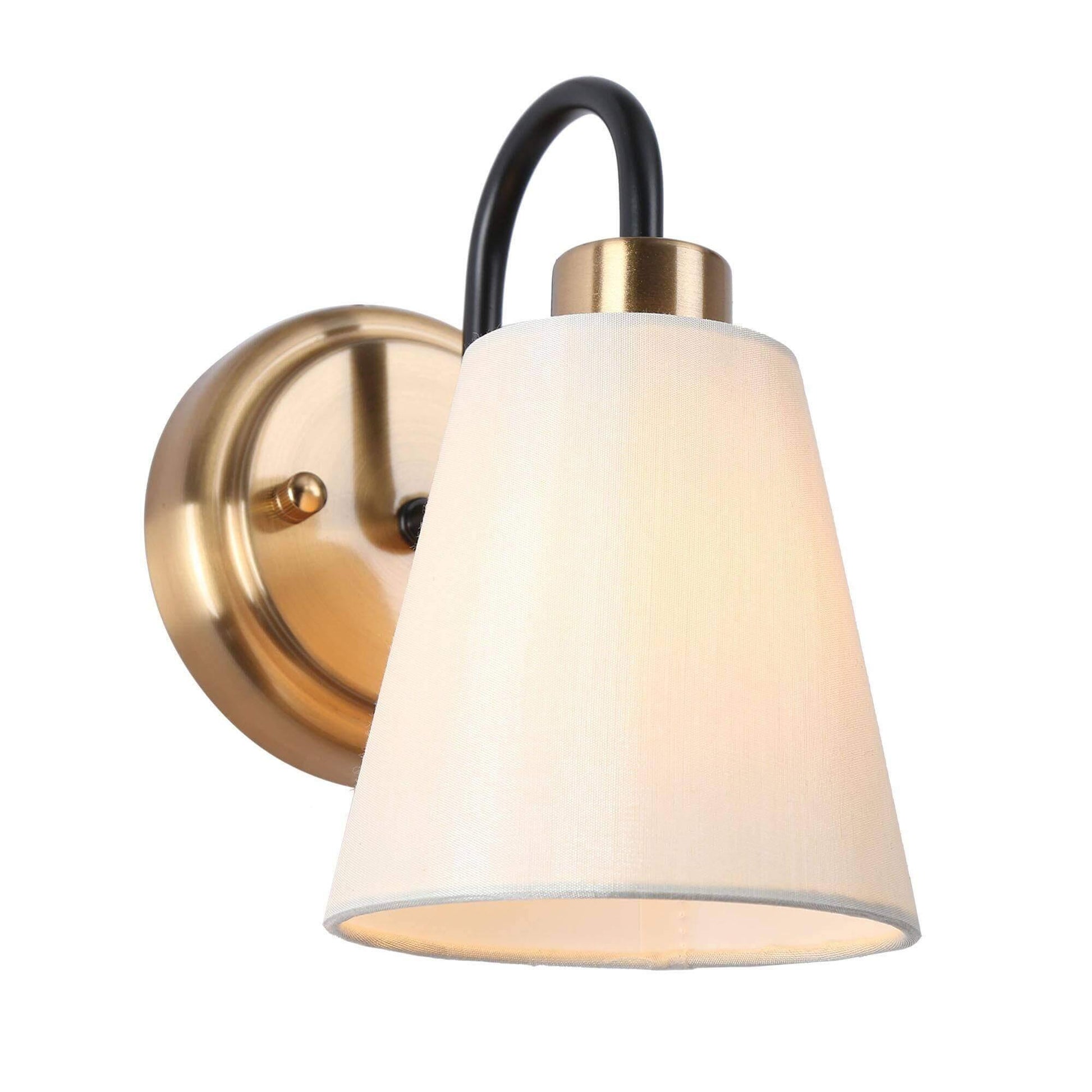 1-Light Brass Wall Sconce with Fabric Shade - Belles Lighting