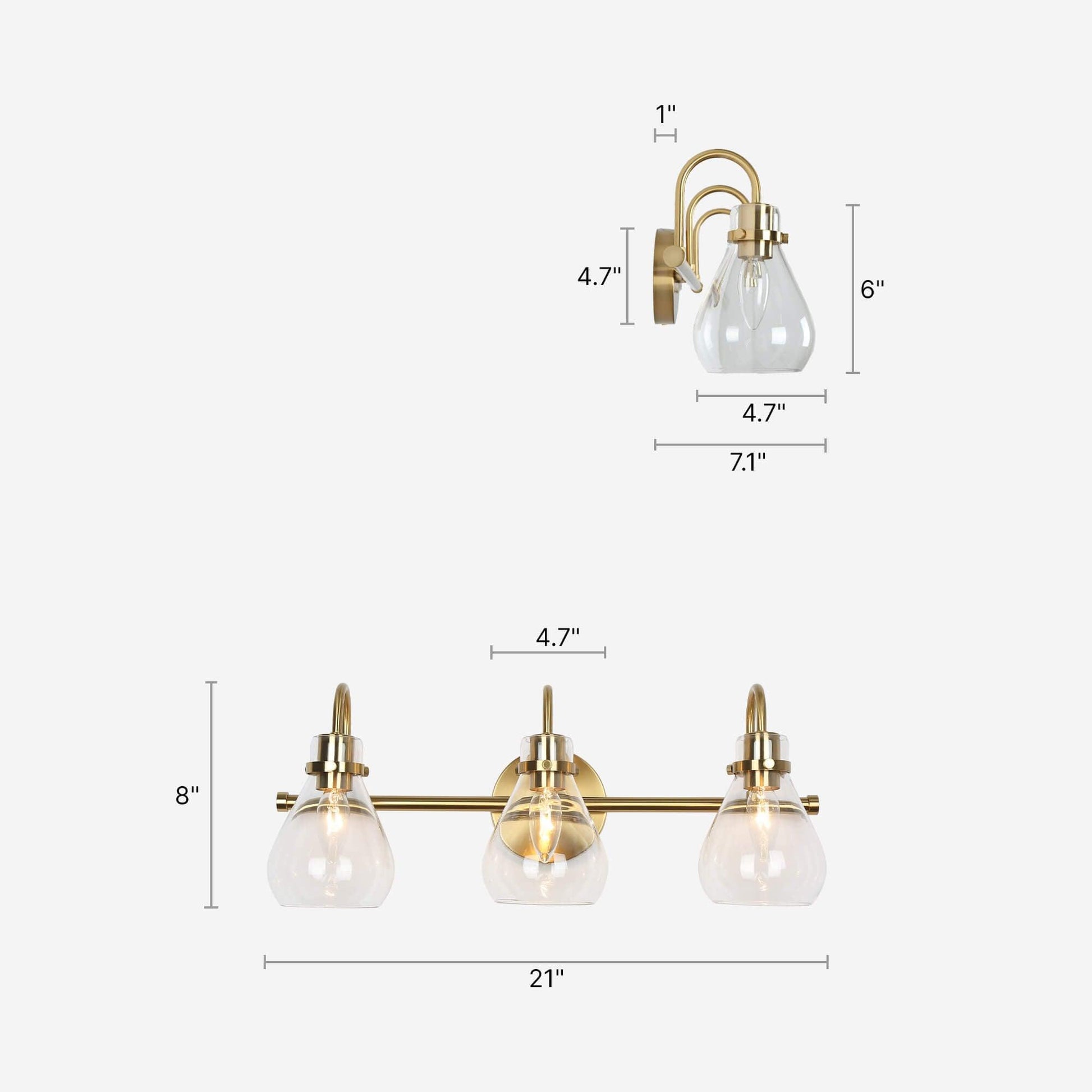 3-Light Vanity Lights Glass Wall Sconces - Belles Lighting