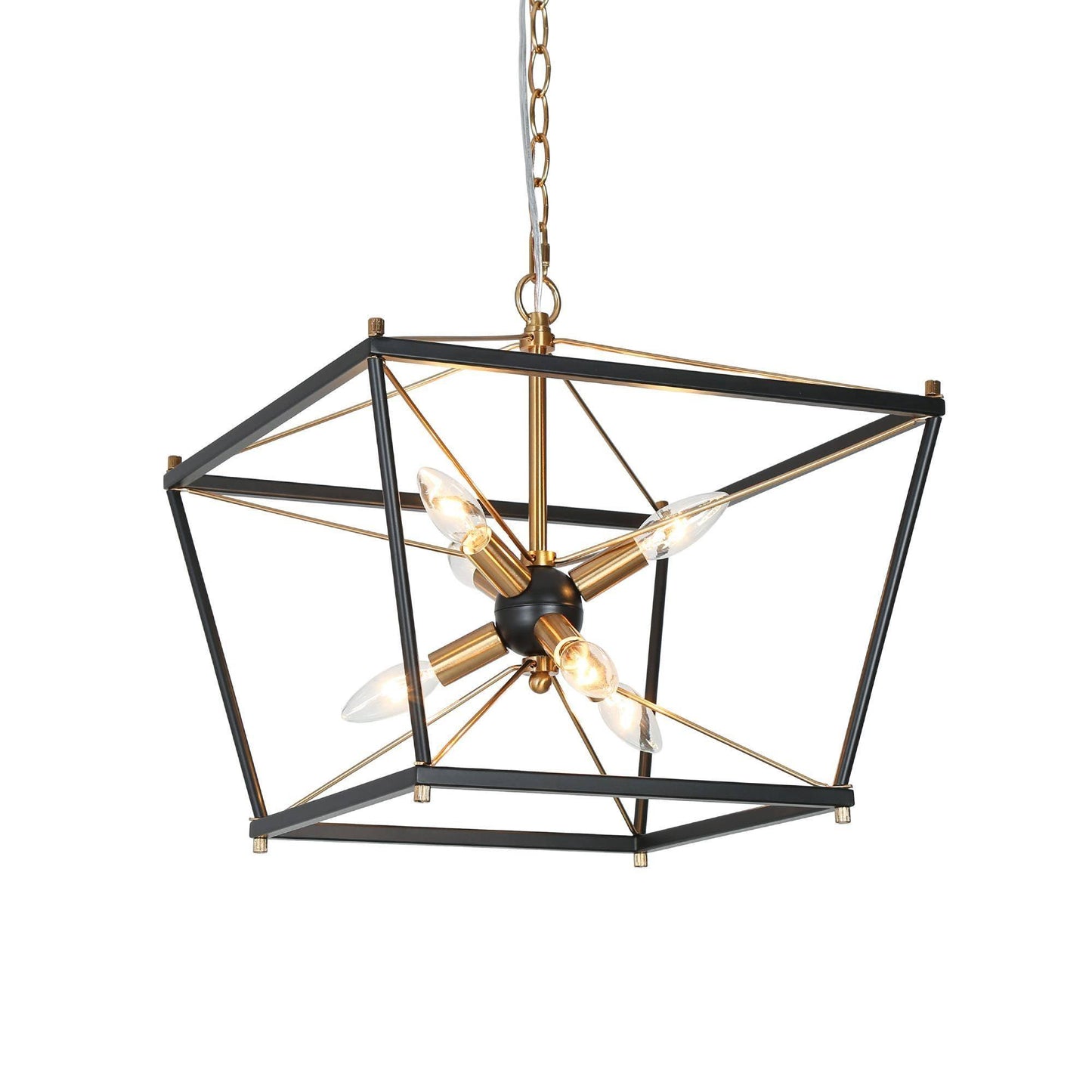 6-Light Black Gold Sputnik Chandeliers - Belles Lighting