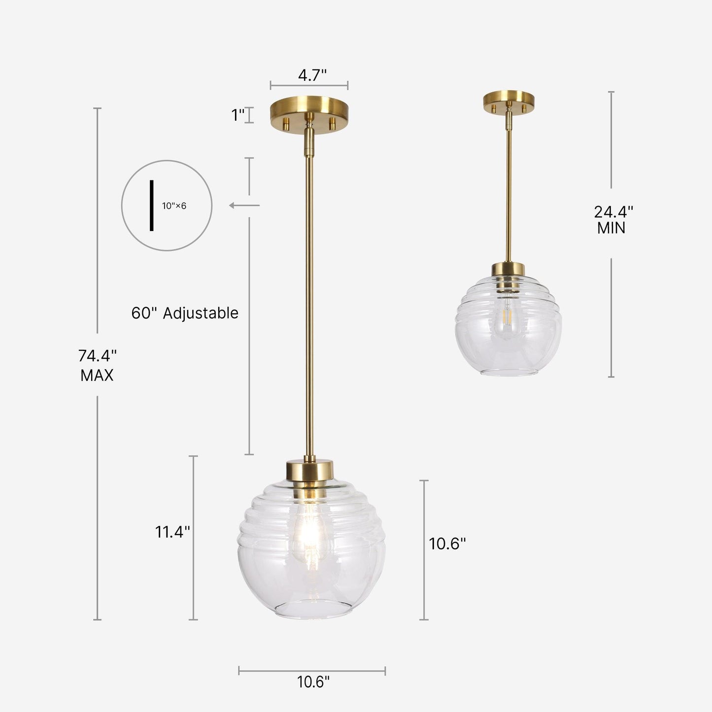 1-Light Gold Pendant Light - Belles Lighting