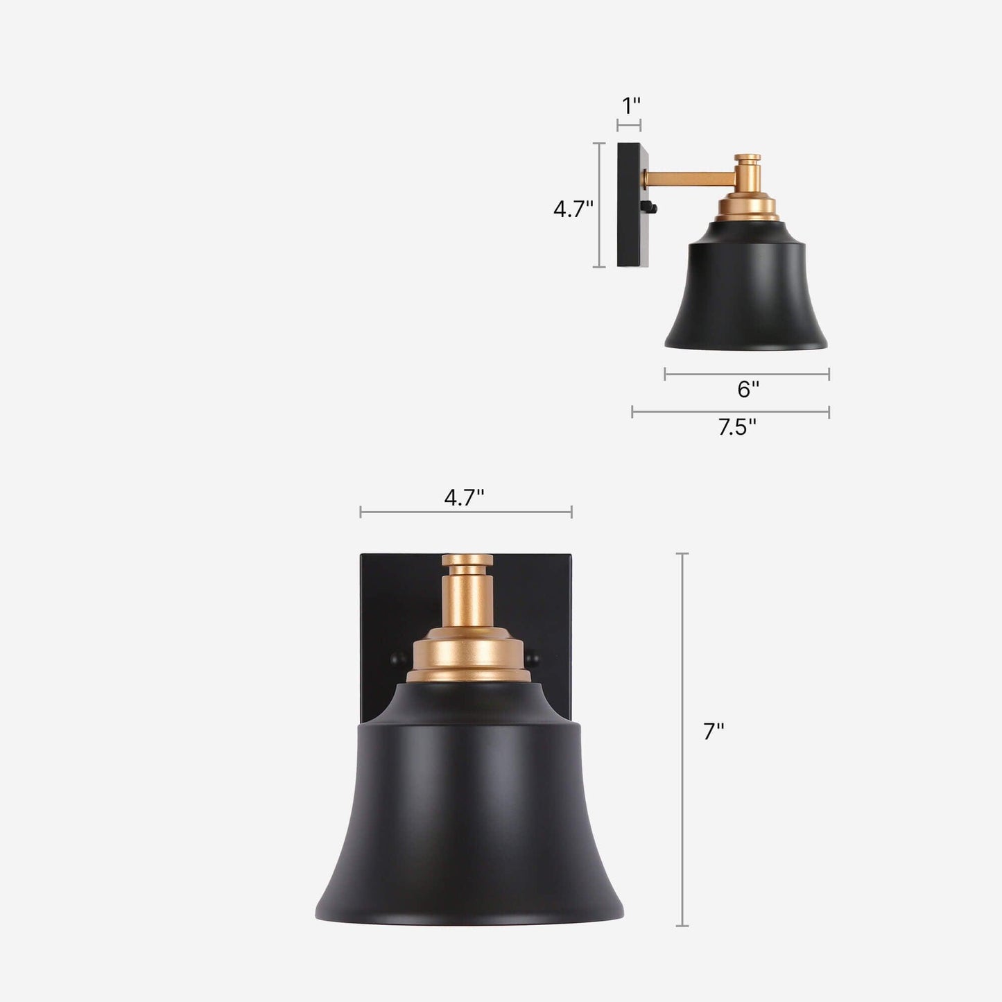 1-Light Bath Vanity Lights Black Gold Wall Sconces - Belles Lighting