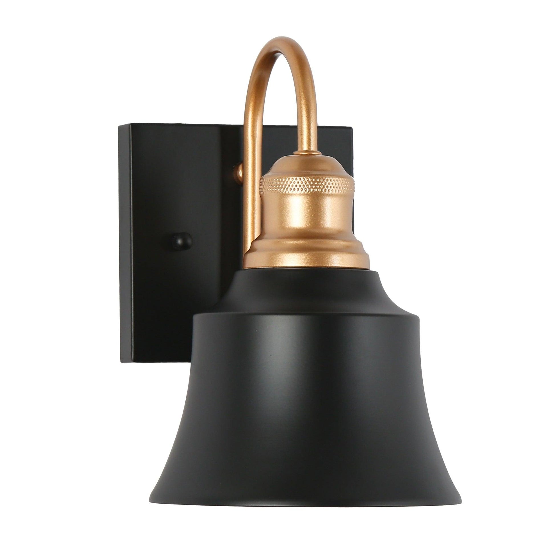 1-Light Wall Light Black Gold Bath Vanity Light - Belles Lighting