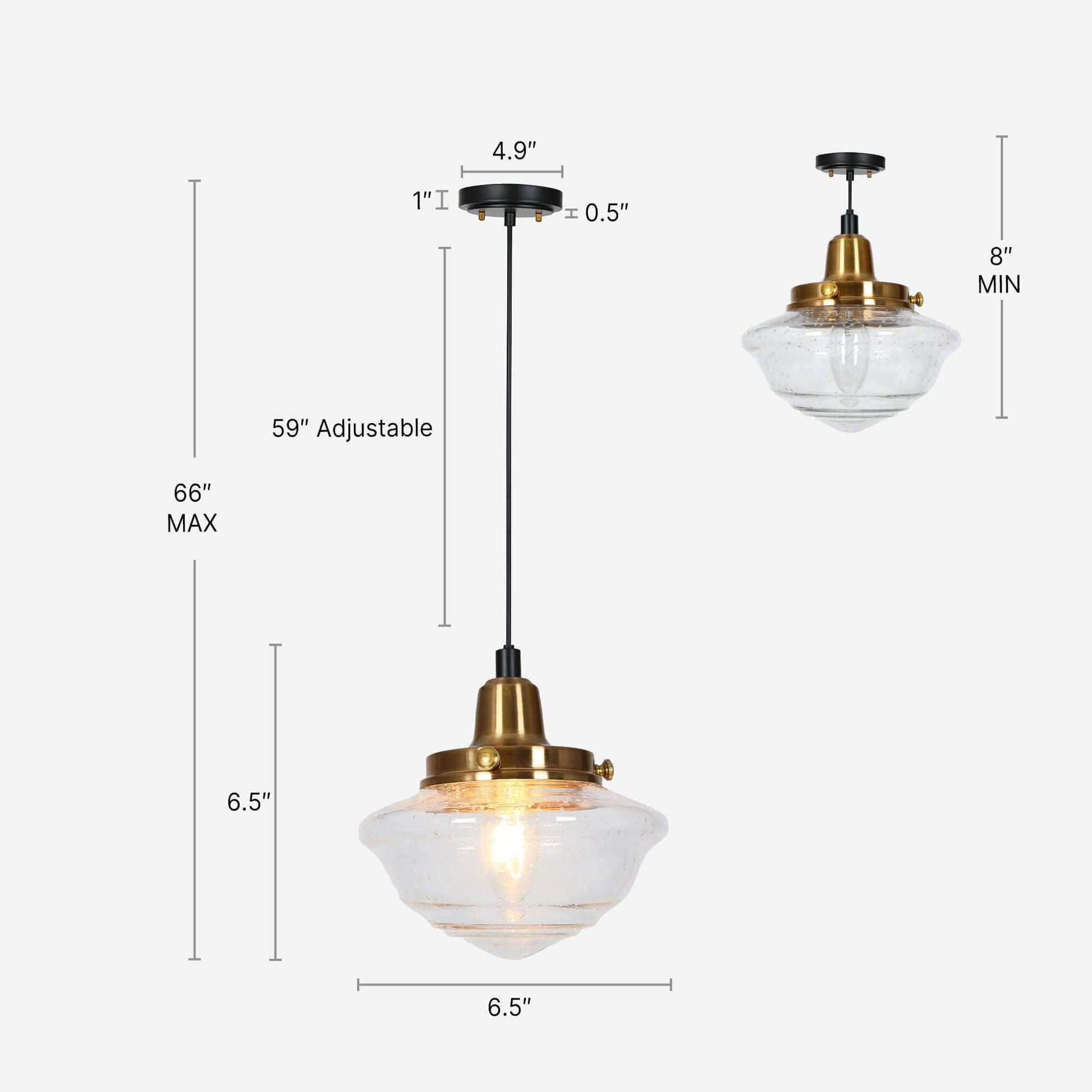 1-Light Glass Pendant Lights - Belles Lighting