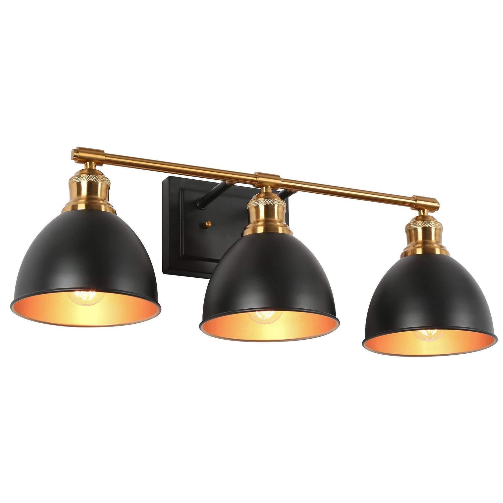 3-Light Bath Vanity Lights with Black Dome Shade - Belles Lighting