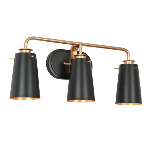 22.5" Black Gold 3-Light Bath Vanity Lights