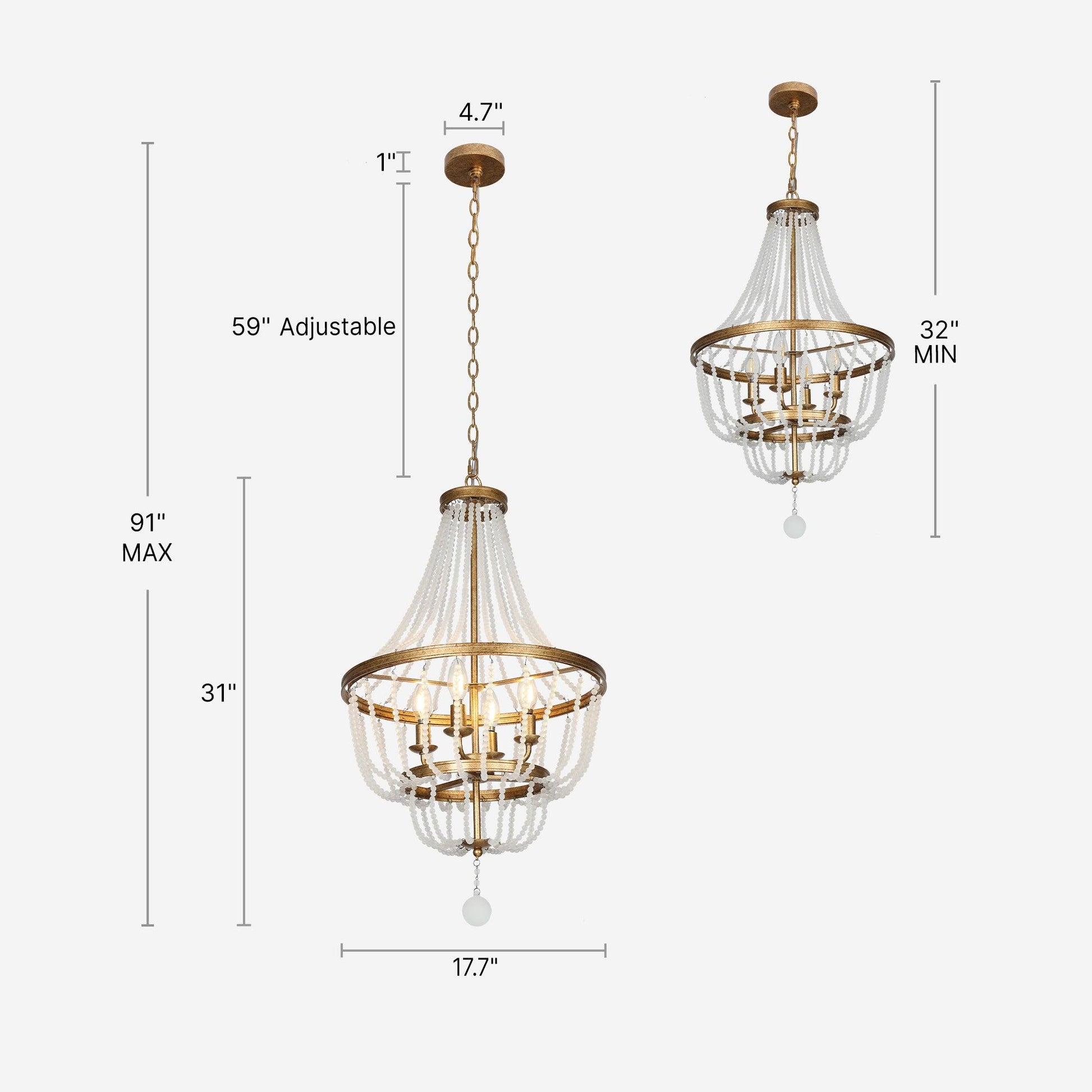 4-Light Wood Beads Chandeliers - Belles Lighting