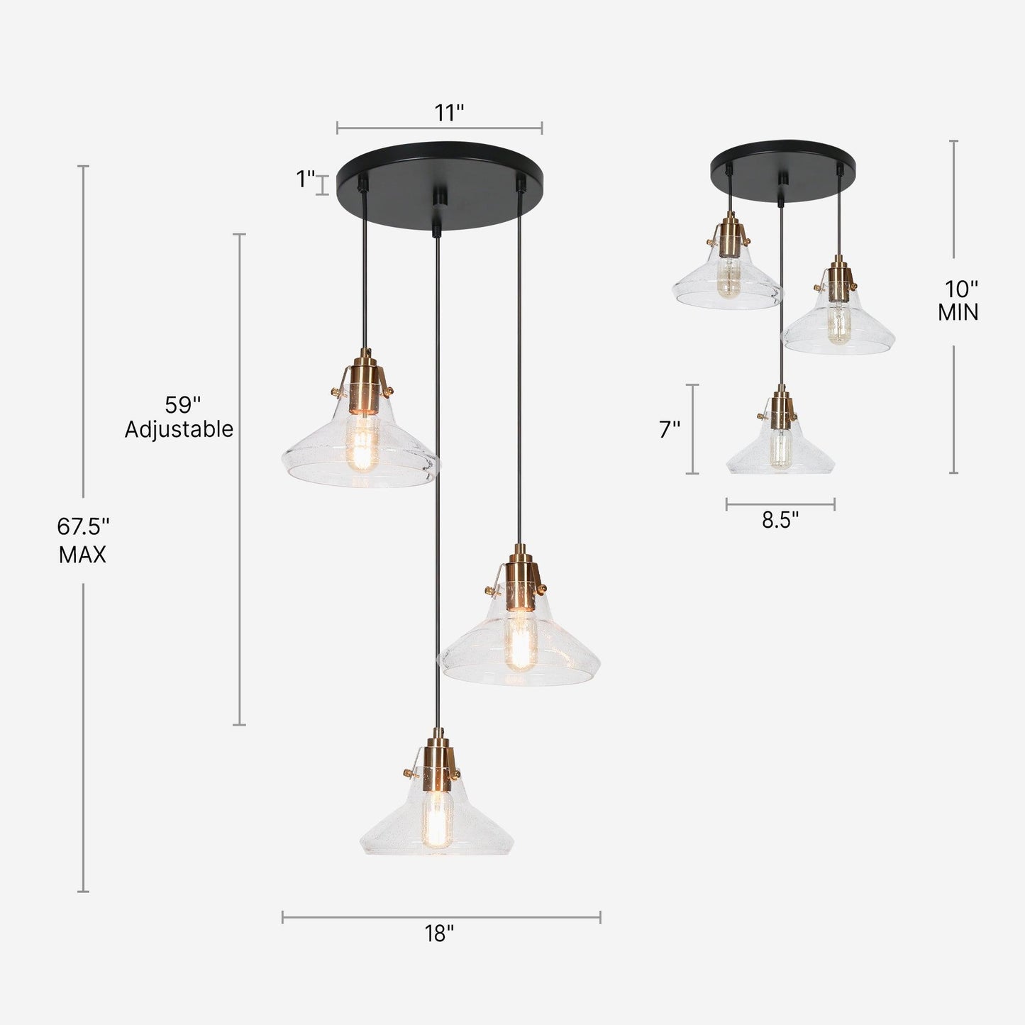 3-Light Cluster Pendant Lights - Belles Lighting