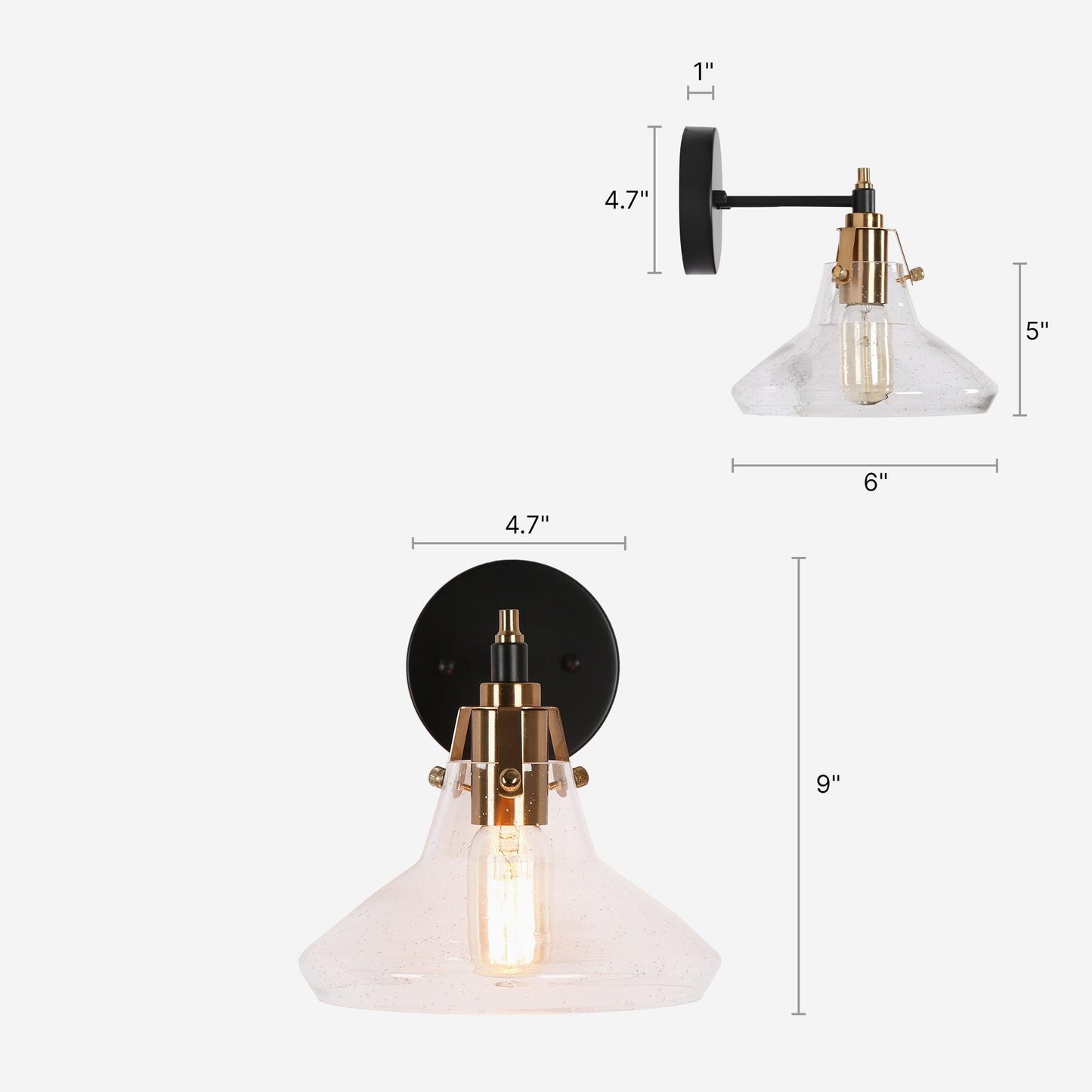 1-Light Glass Wall Sconce Vanity Light - Belles Lighting