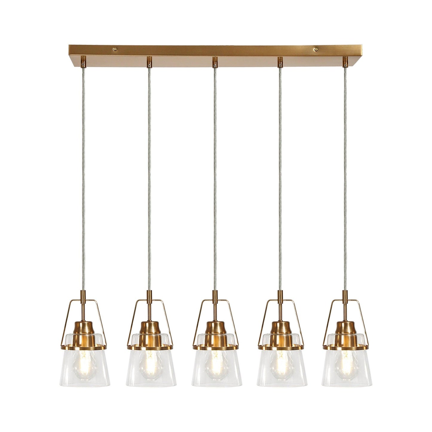 5-Light Gold Linear Glass Chandeliers Island Lights - Belles Lighting