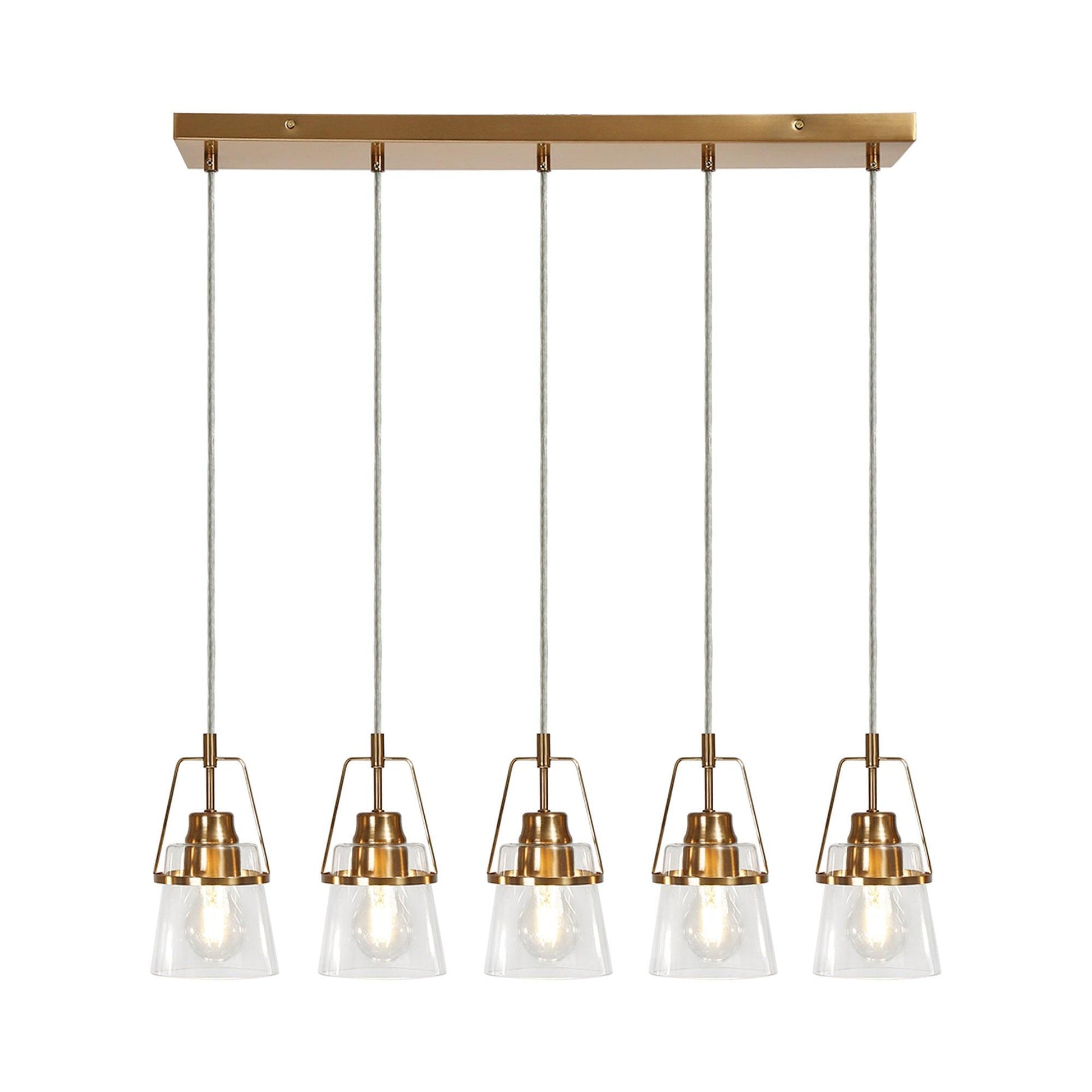 5-Light Gold Linear Glass Chandeliers Island Lights - Belles Lighting