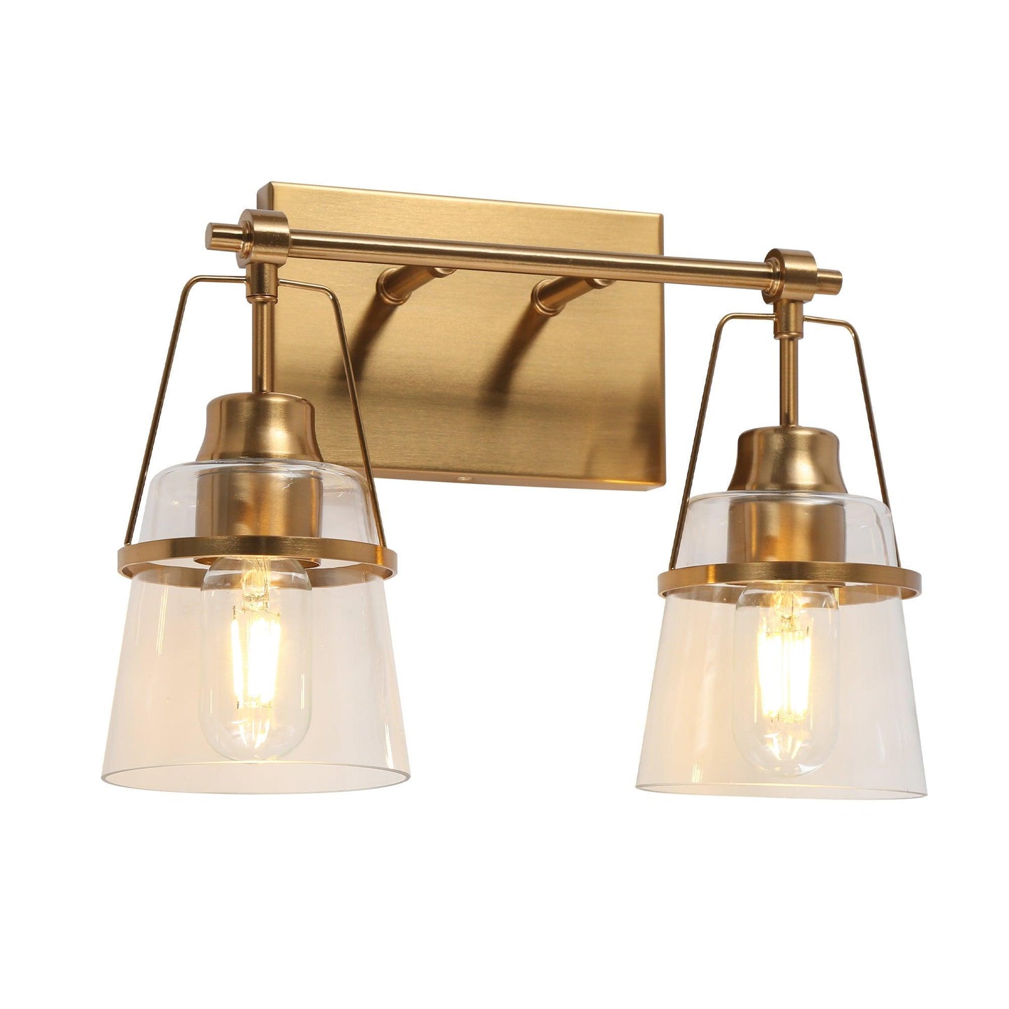 2-Light Gold Clear Glass Bath Vanity Light - Belles Lighting