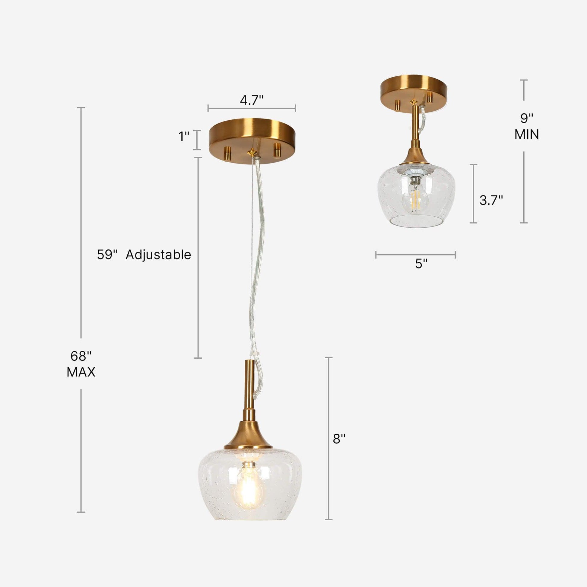 1-Light Glass Pendant Lights - Belles Lighting