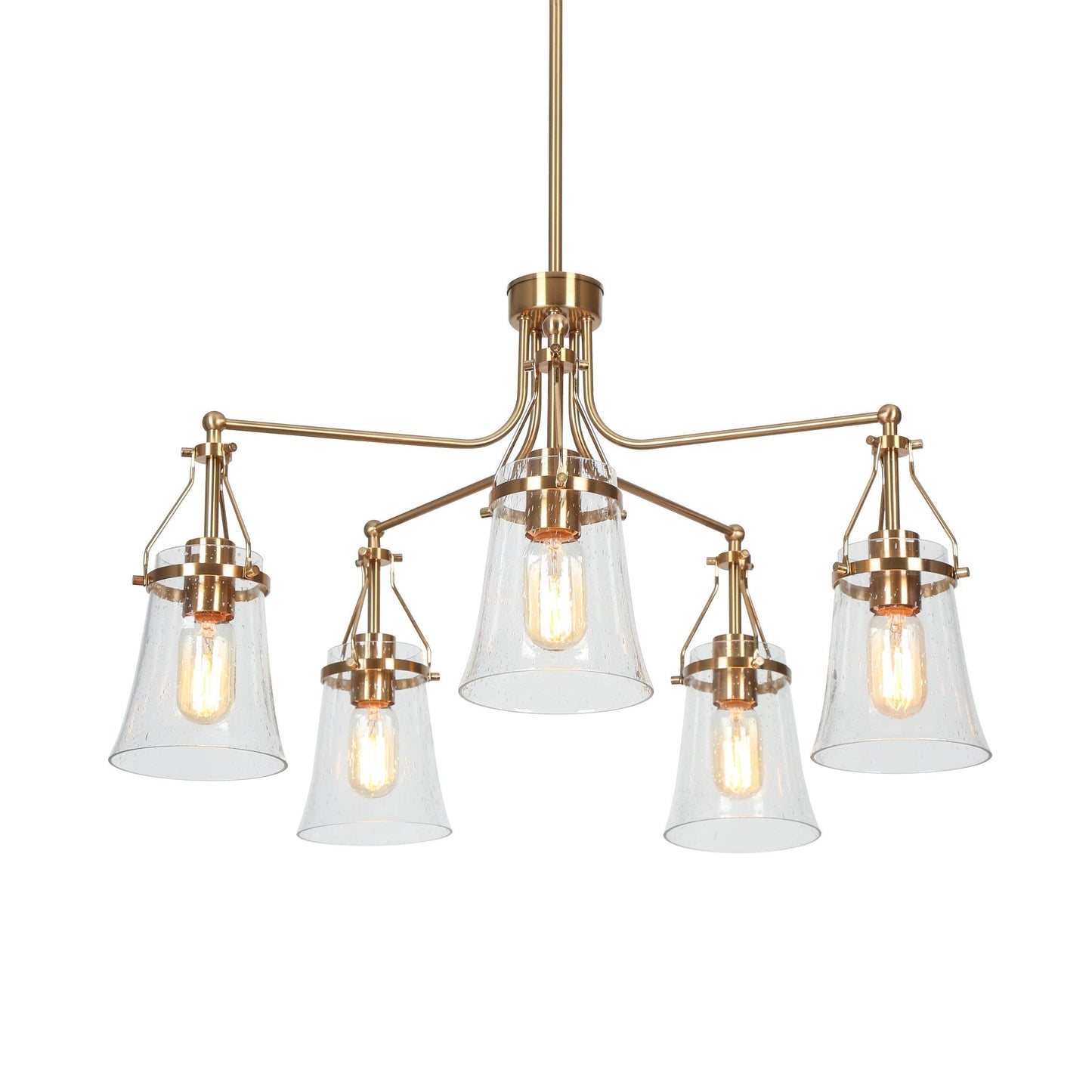 5-Light Brass Gold Wheel Chandeliers - Belles Lighting