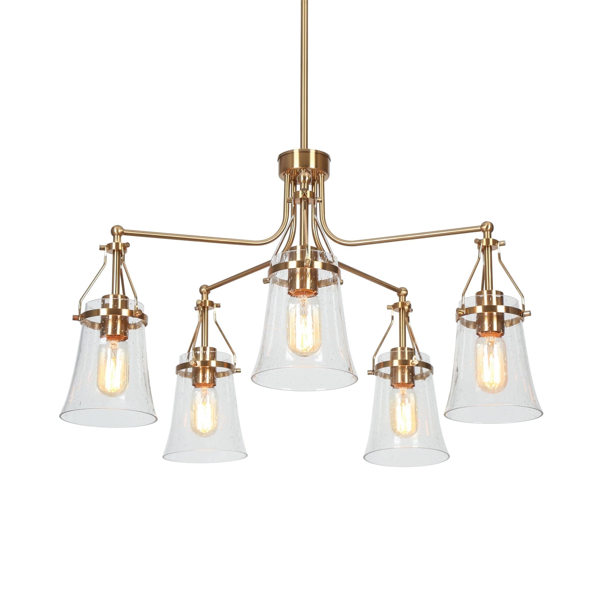 5-Light Brass Gold Wheel Chandeliers - Belles Lighting