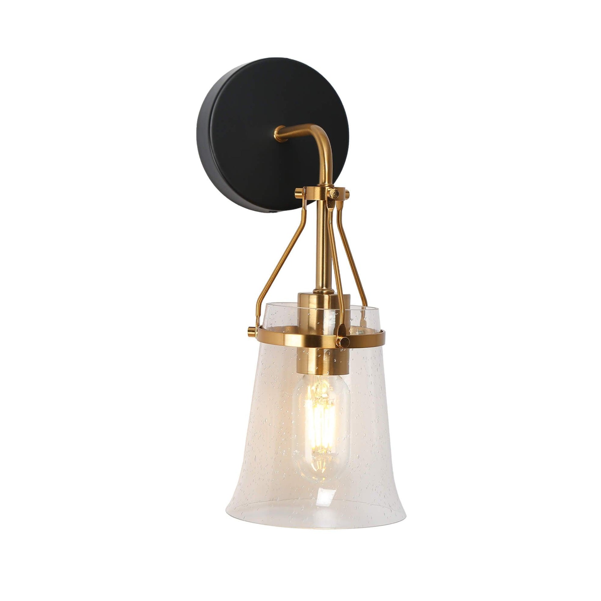 1-Light Black and Brass Vanity Light Wall Sconces - Belles Lighting