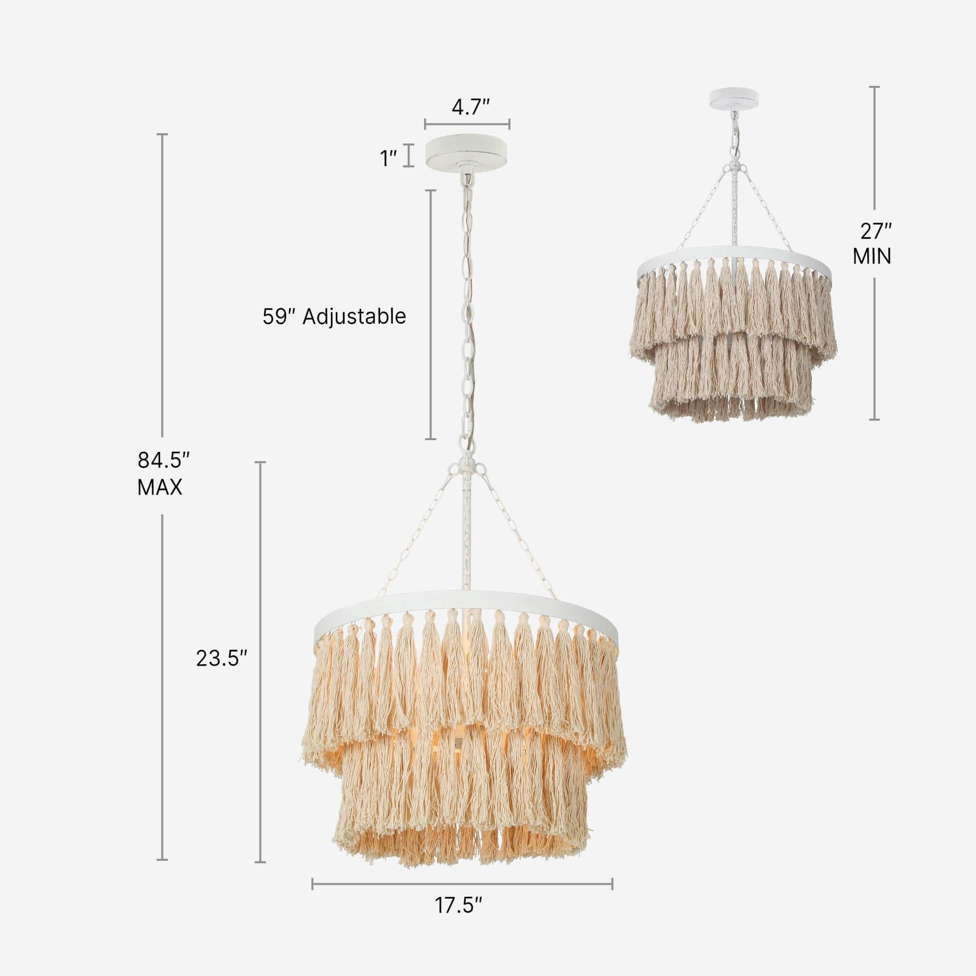 3-Light Boho 2-Tier Fabric Chandeliers - Belles Lighting