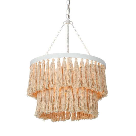 3-Light Boho 2-Tier Fabric Chandeliers - Belles Lighting