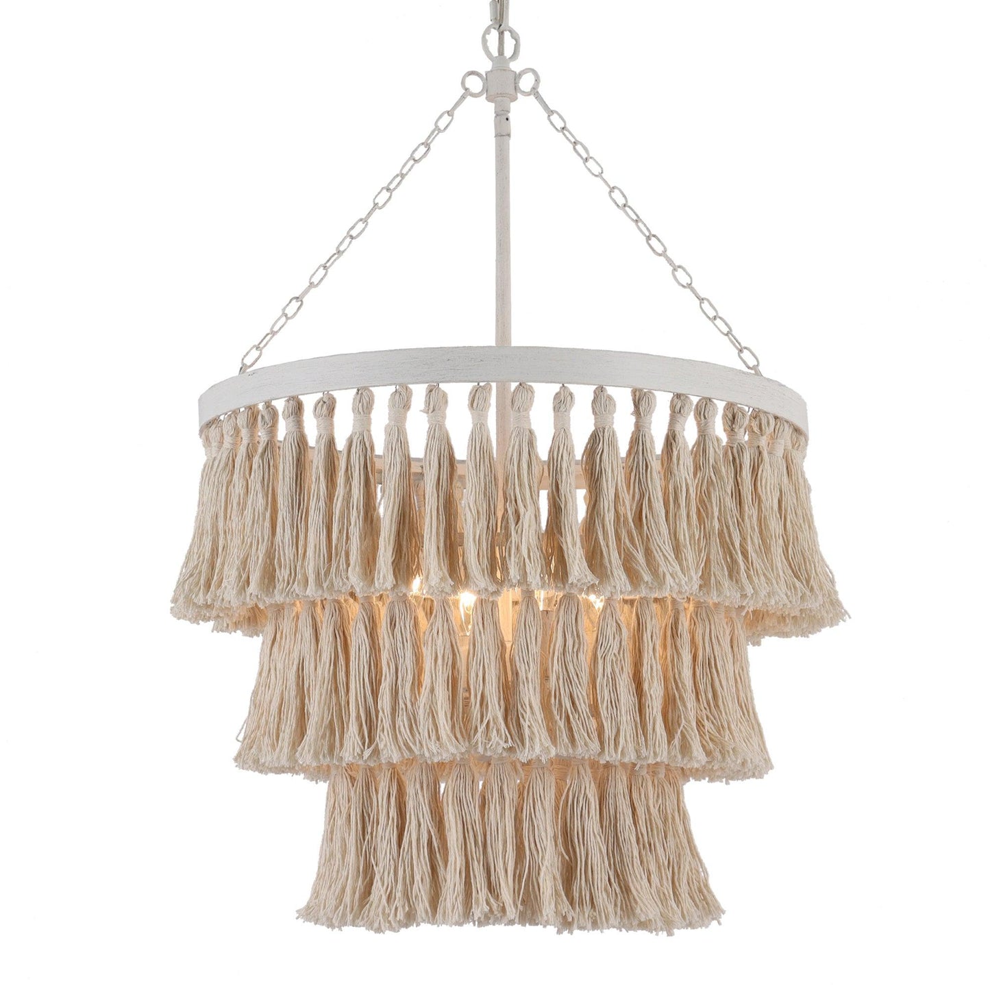 4-Light Boho 3-Tier Fabric Chandelier - Belles Lighting