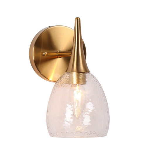 1-Light Gold Water Ripple Glass Wall Sconce - Belles Lighting