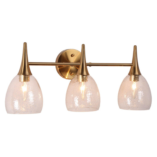 3-Light Modern Gold Water Ripple Glass Vanity Light - Belles Lighting