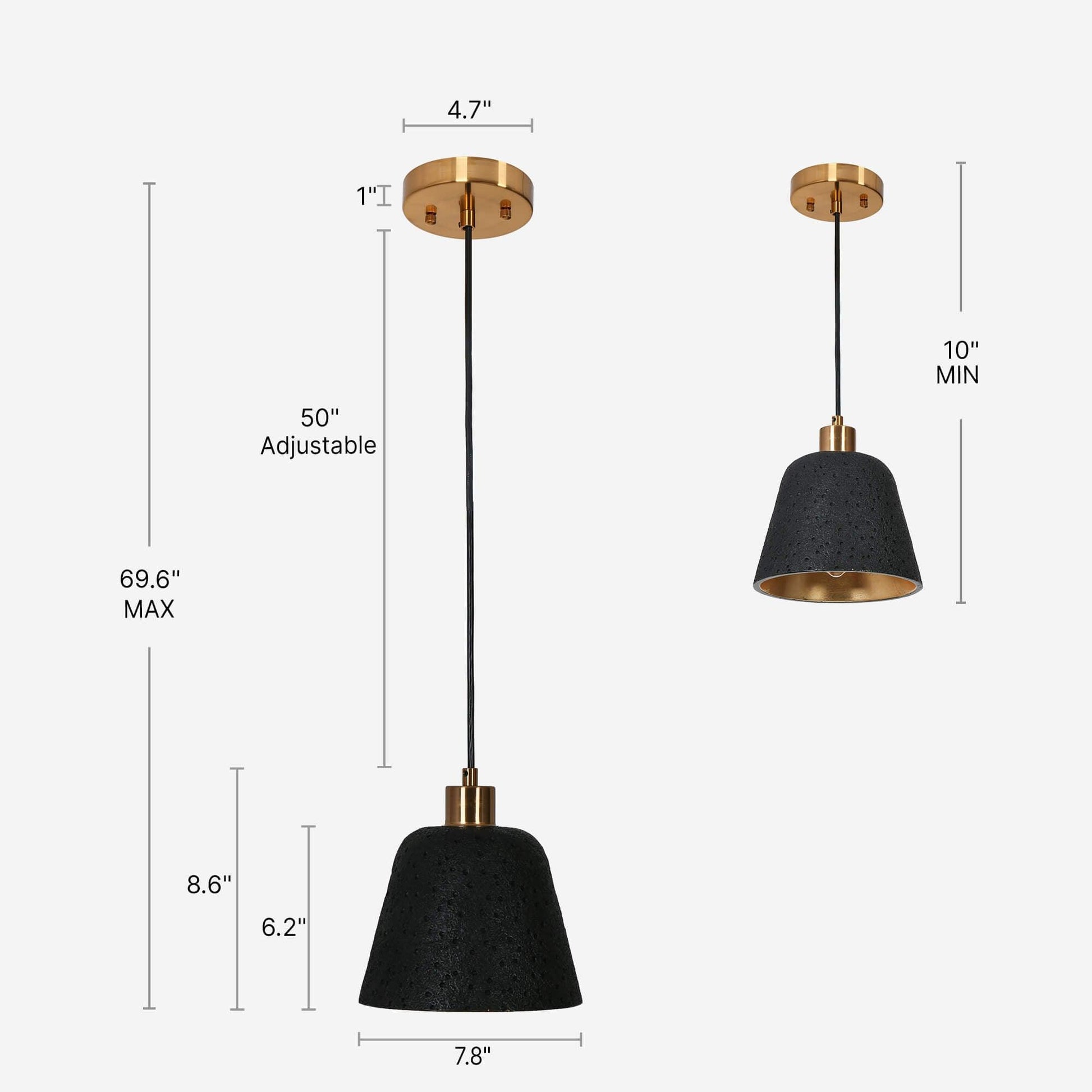 1-Light Modern Black Gold Pendant Light - Belles Lighting