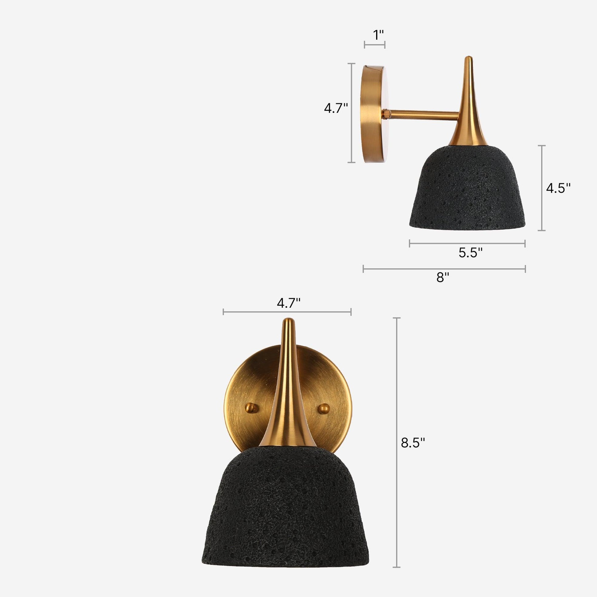 1-Light Bath Vanity Light Modern Black Gold Wall Sconces - Belles Lighting