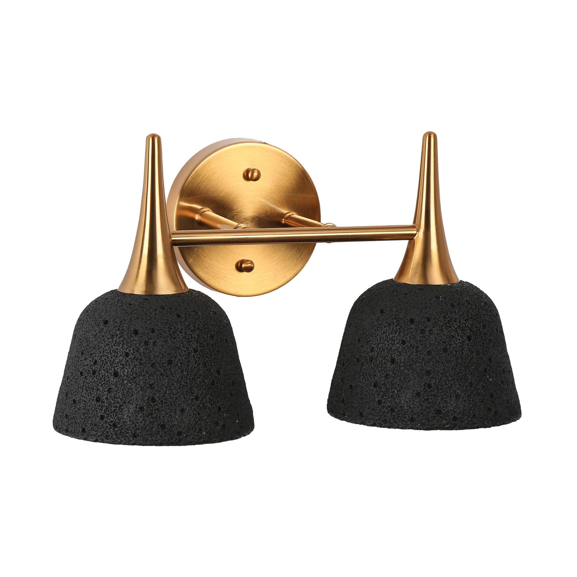 2-Light Bath Vanity Light Modern Black Gold Wall Sconces - Belles Lighting