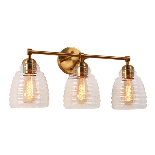 3-Light Modern Gold Glass Vanity Light - Belles Lighting