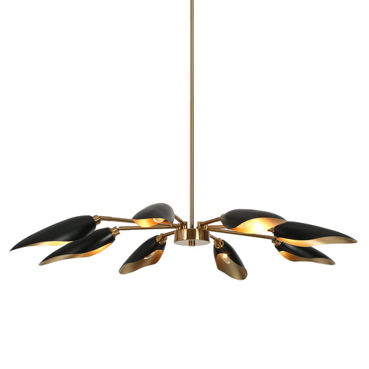 8-Light Sputnik Modern Black Gold Chandelier - Belles Lighting