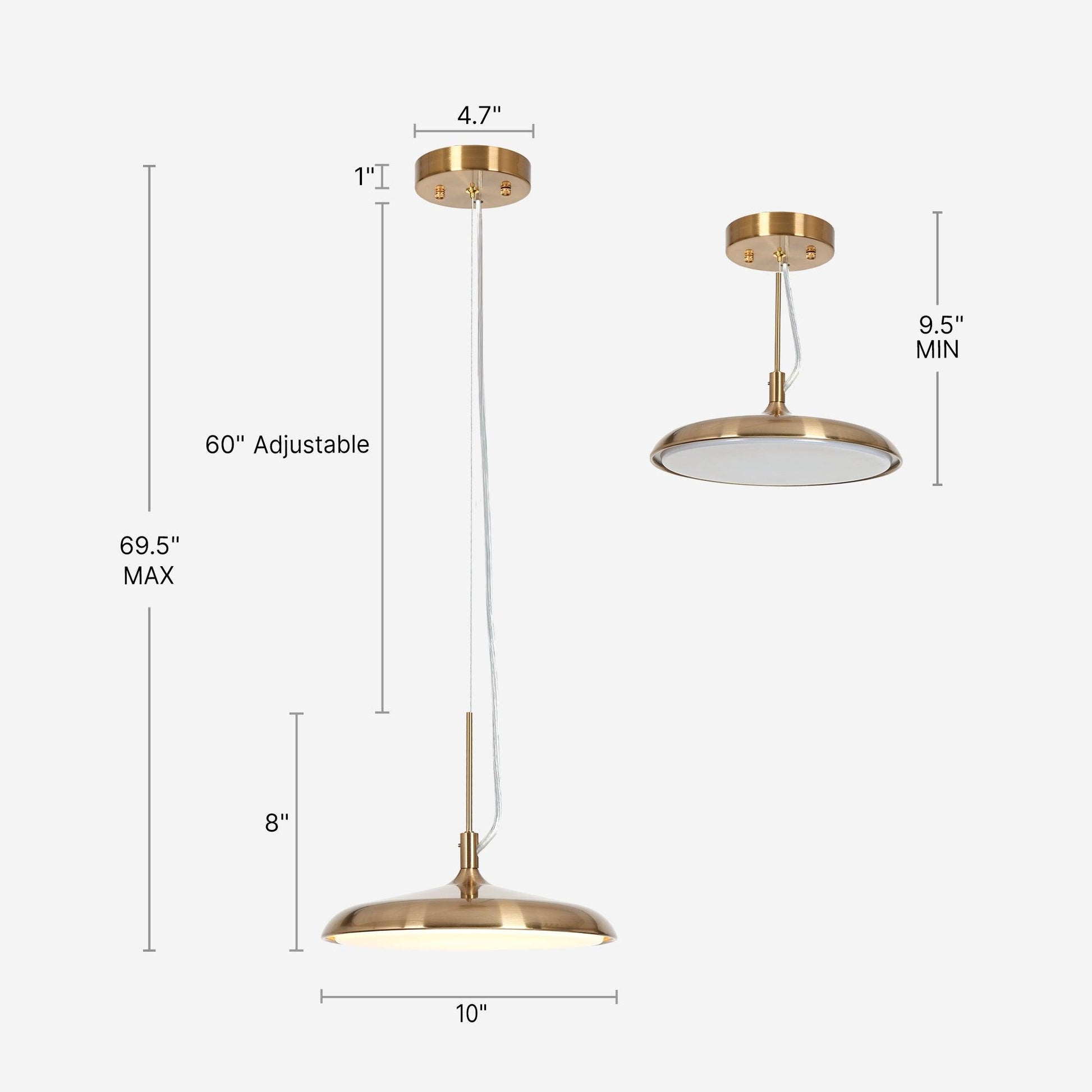 1-Light Gold LED Pendant Light - Belles Lighting