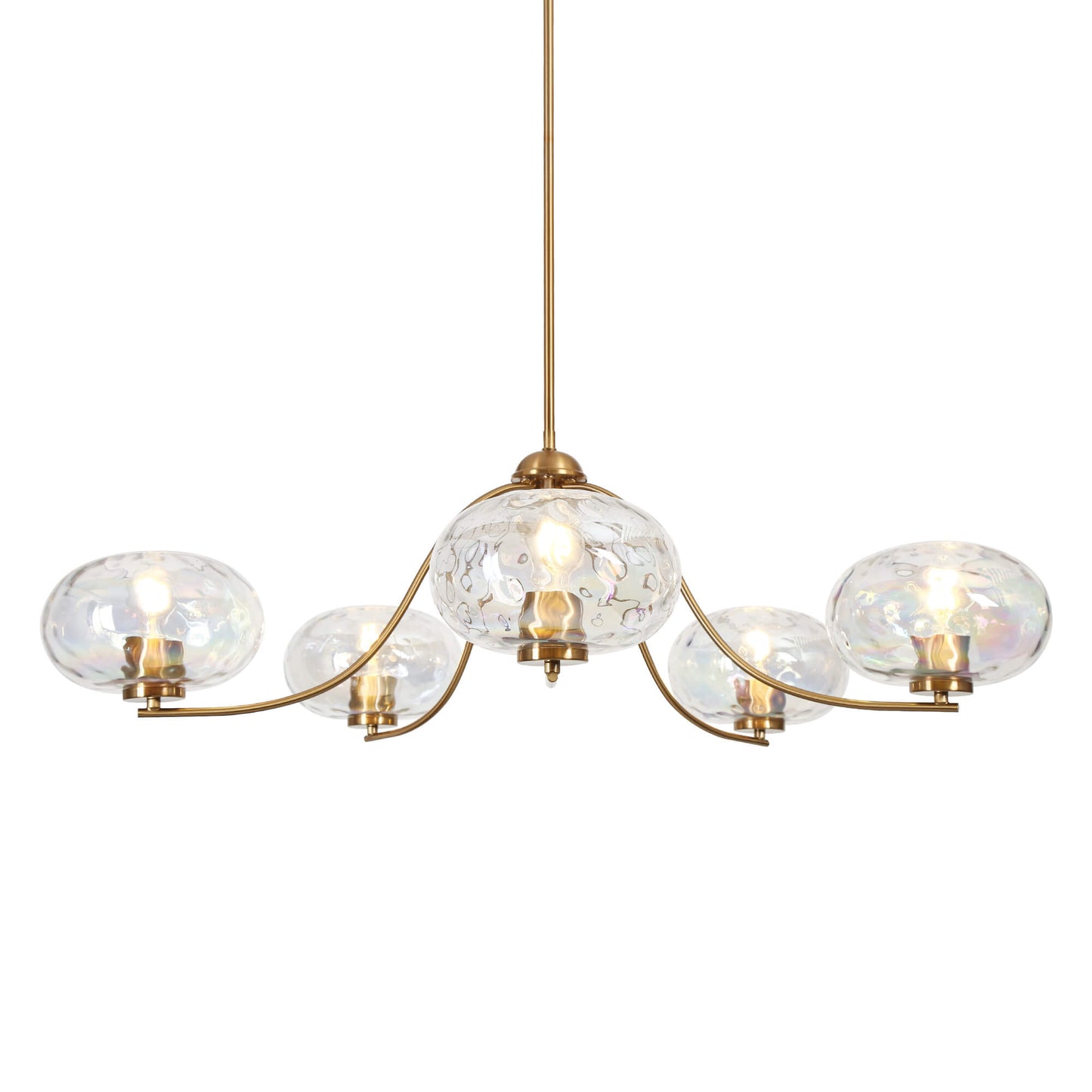 5-Light Modern Gold Chandeliers with Textured Glass