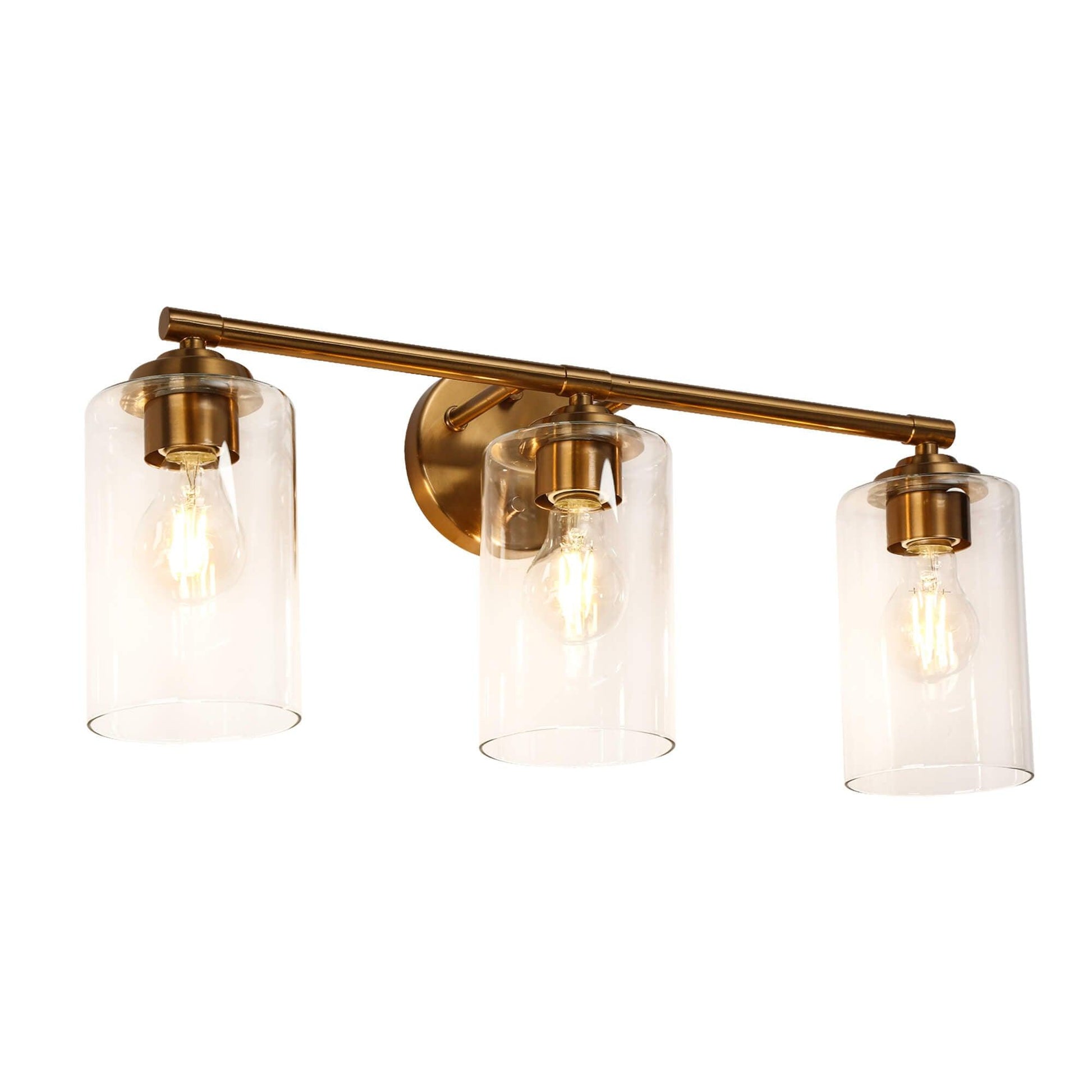 3-Light Modern Gold Clear Glas Vanity Light - Belles Lighting