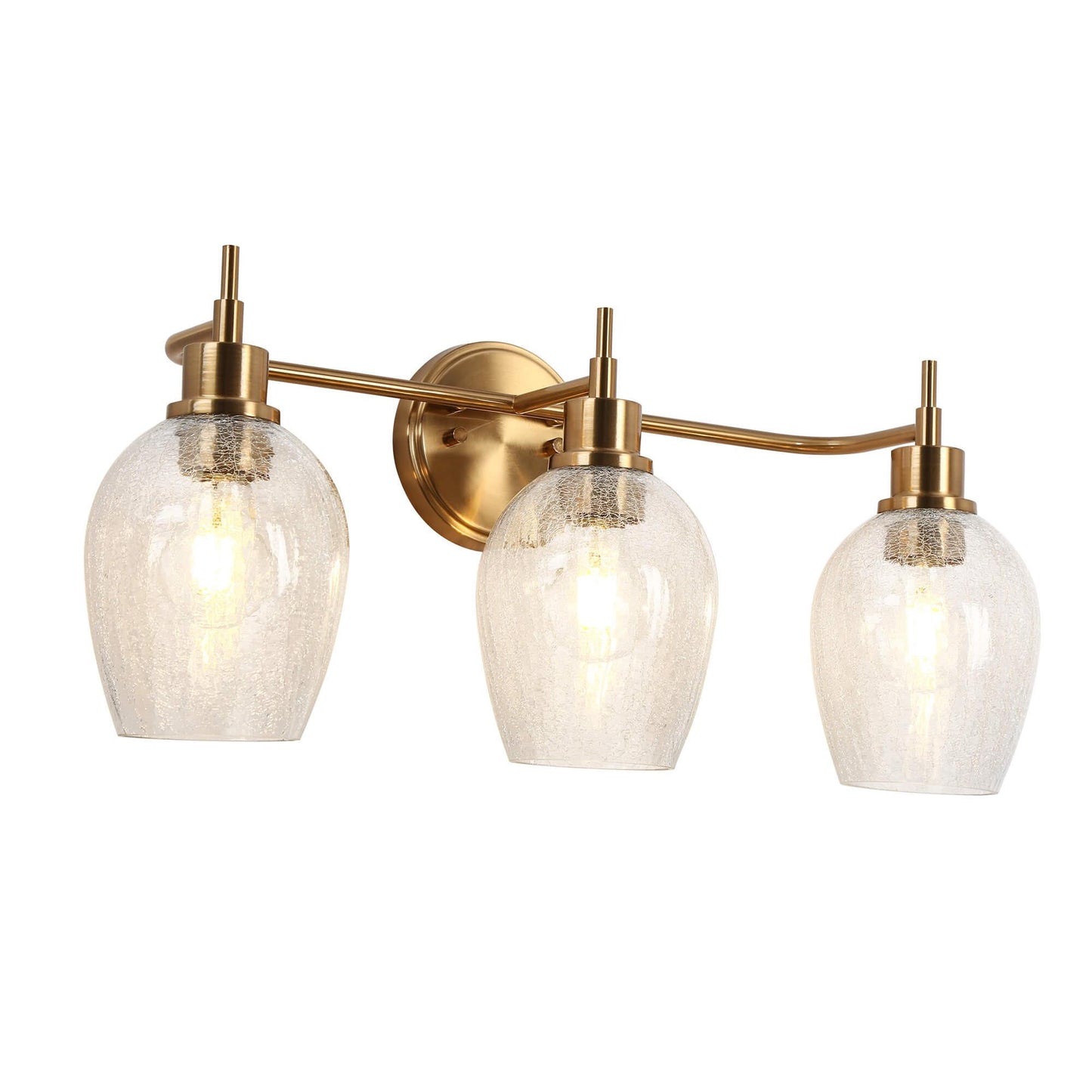 3-Light Modern Gold Cracked Glass Vanity Light - Belles Lighting