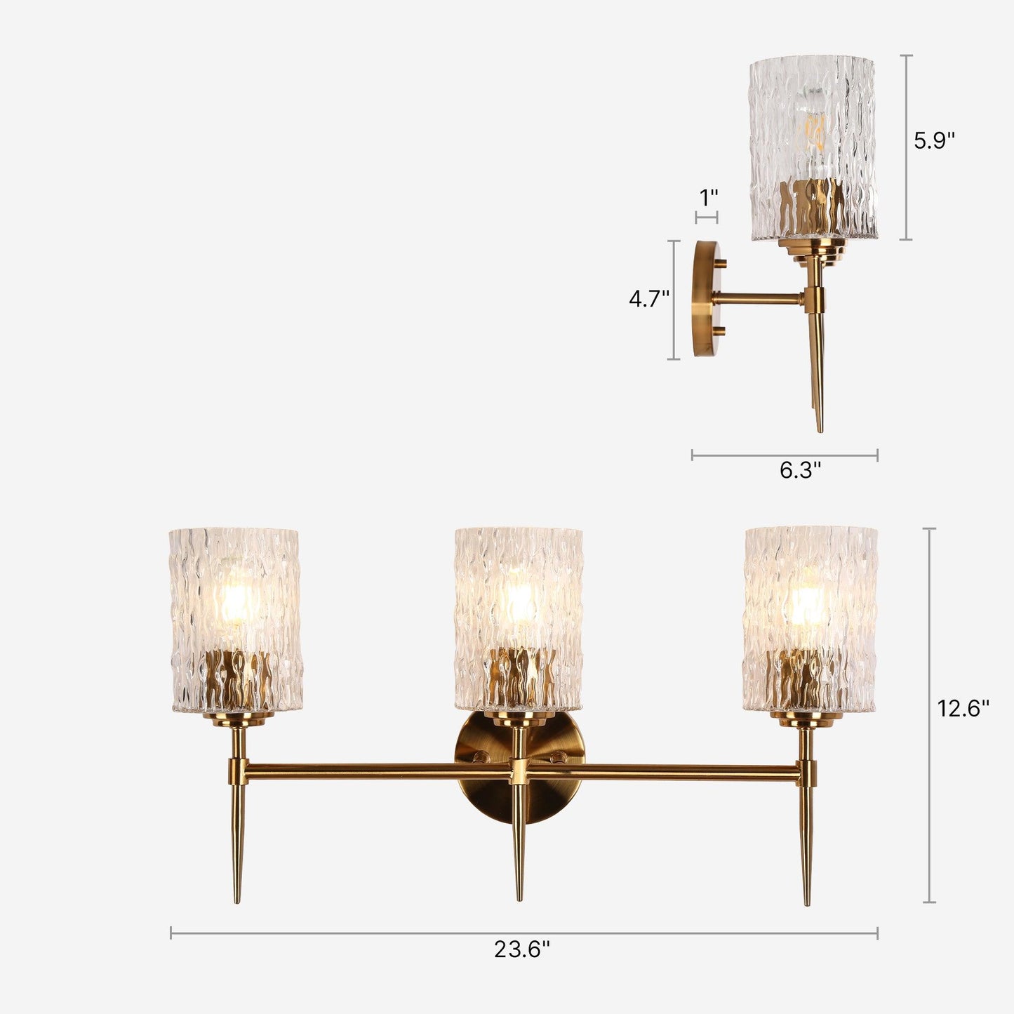 3-Light Gold Bathroom Vanity Lights - Belles Lighting