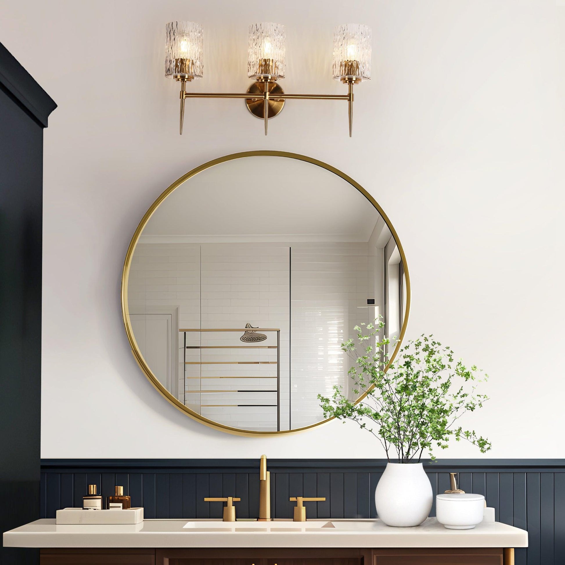 3-Light Gold Bathroom Vanity Lights - Belles Lighting