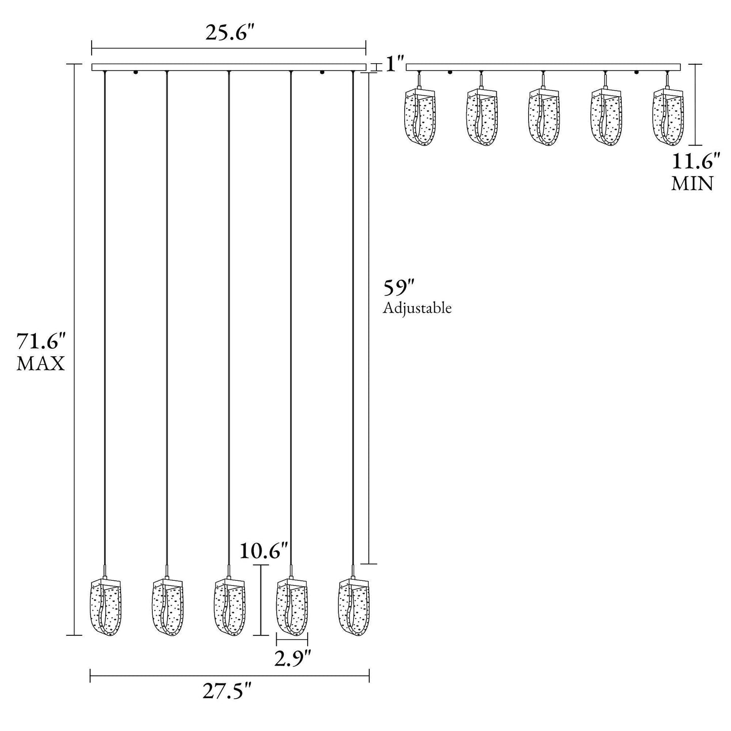 5-Light LED Chandeliers Island Lights - Belles Lighting