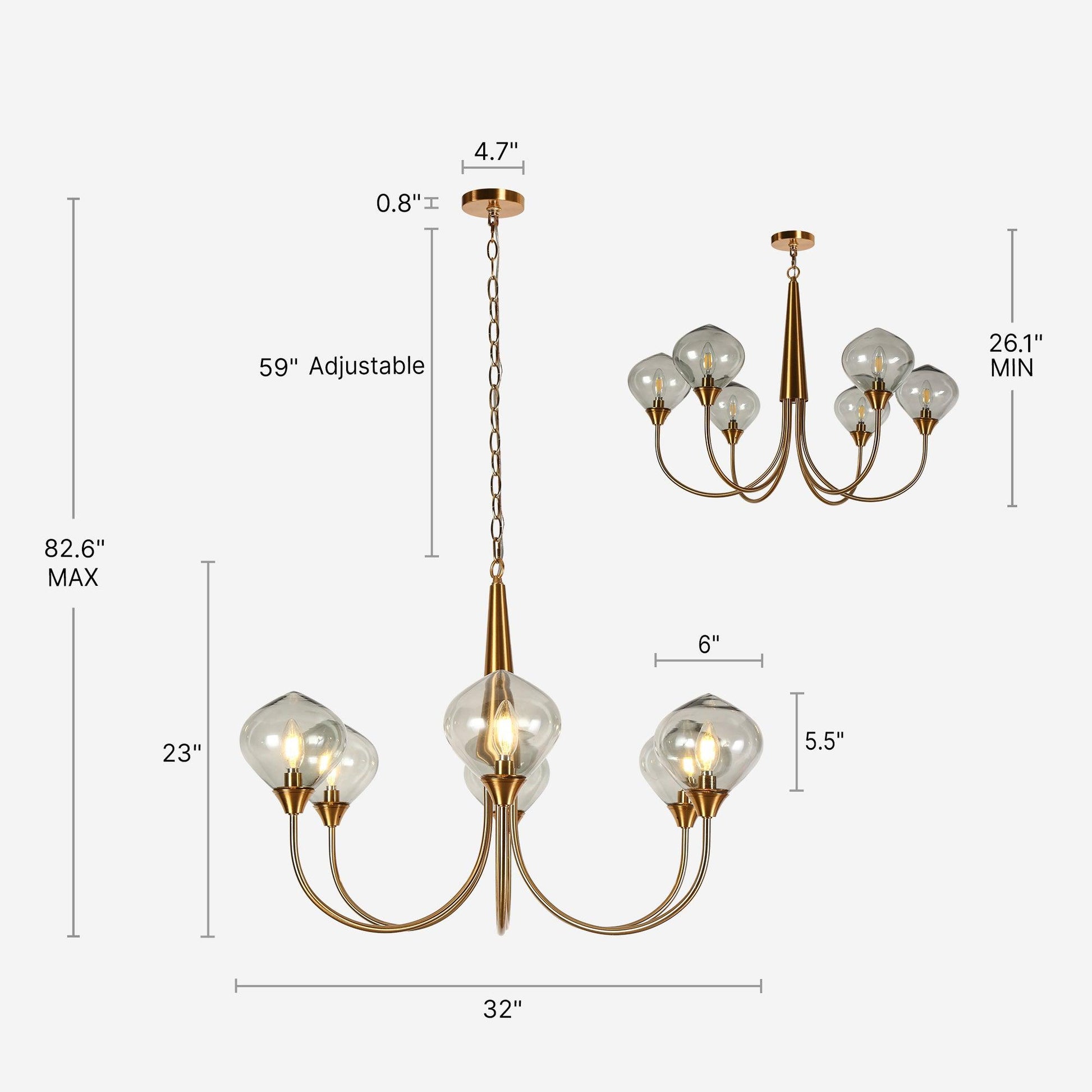 6-Light Gold Chandeliers - Belles Lighting