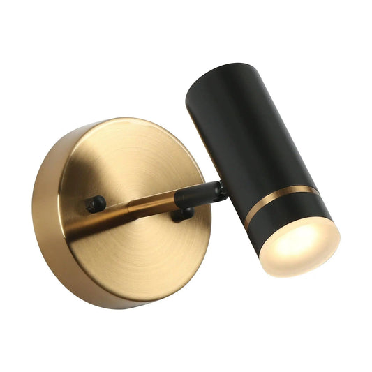 Floeice 1-Light Modern Black and Gold Cylinder LED Wall Sconces