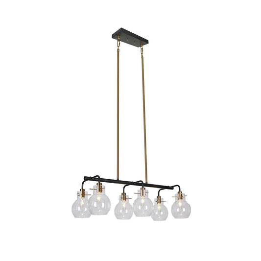 Aiglitis 6-Light 28-in Black&Brass Modern Linear Kitchen Island Light