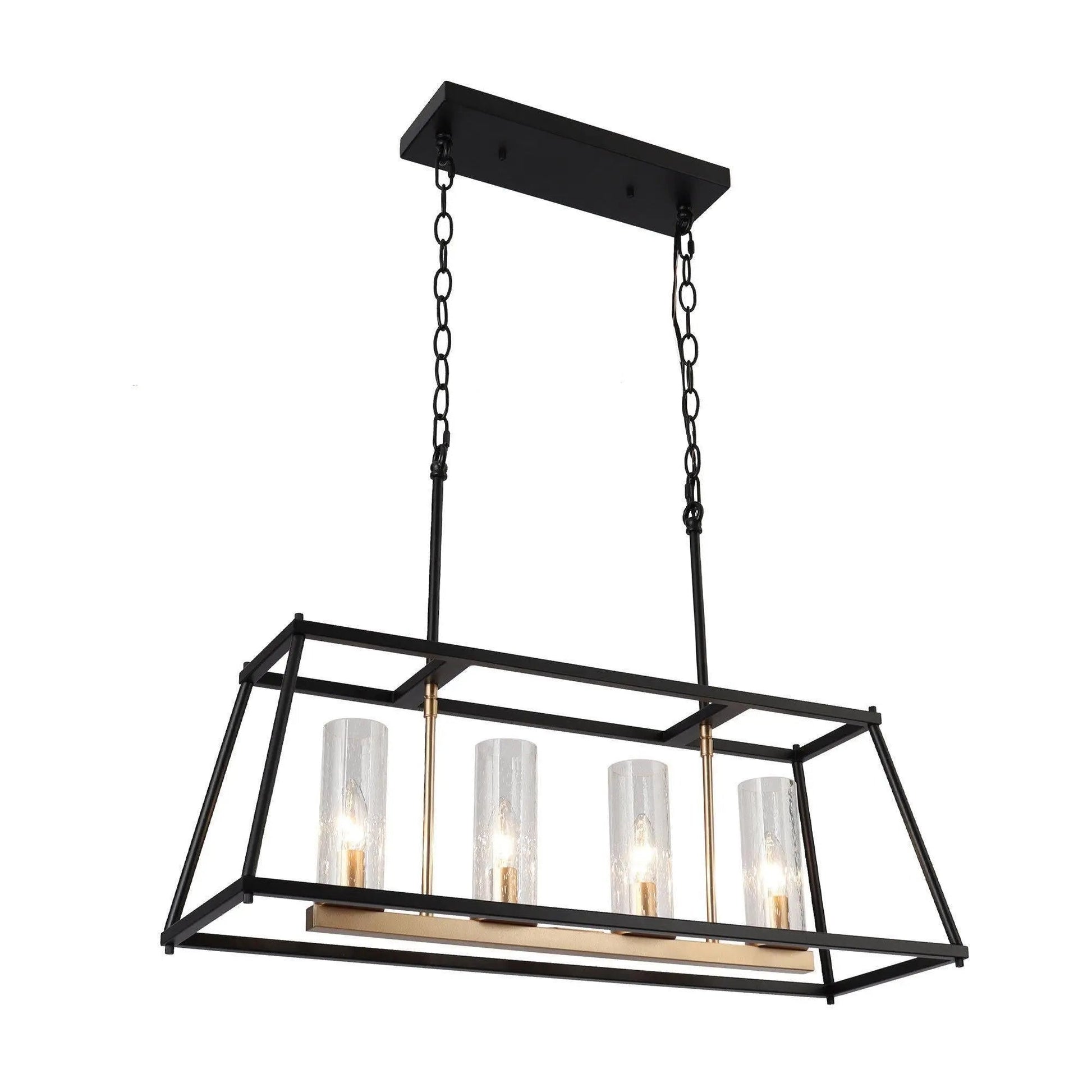 Estrellad 5-Light 28.5-in Black&Gold Modern Rectangle Kitchen Island Light