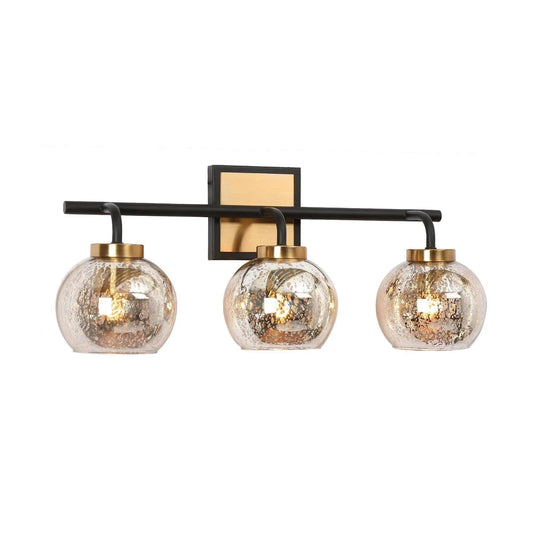 Rafflesia 3-Light Black and Brass Vanity Light