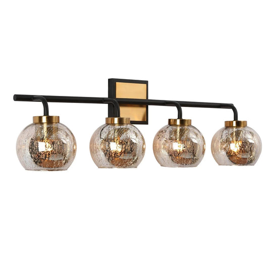 Rafflesia 4-Light Black and Brass Vanity Light