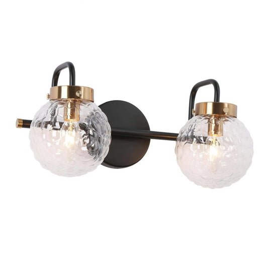 Astrid 2-Light Black and Brass Vanity Light