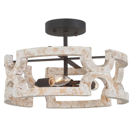 Astrid Antiqued White Wood Semi-flush Mount 274.99