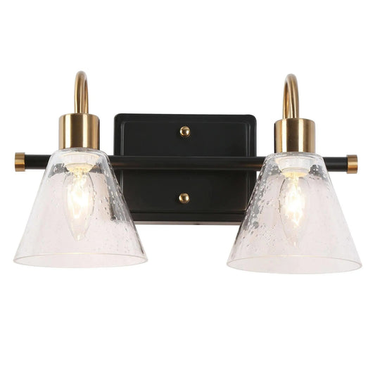 Amaduz 2-Light Black and Gold Vanity Light