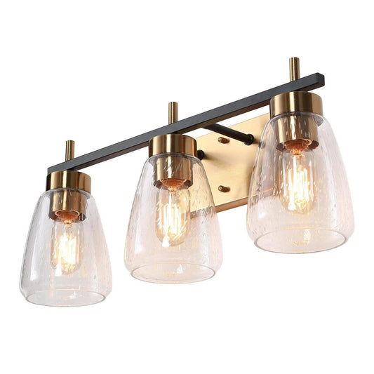 Rhododendron 3-Light Black and Brass Vanity Light