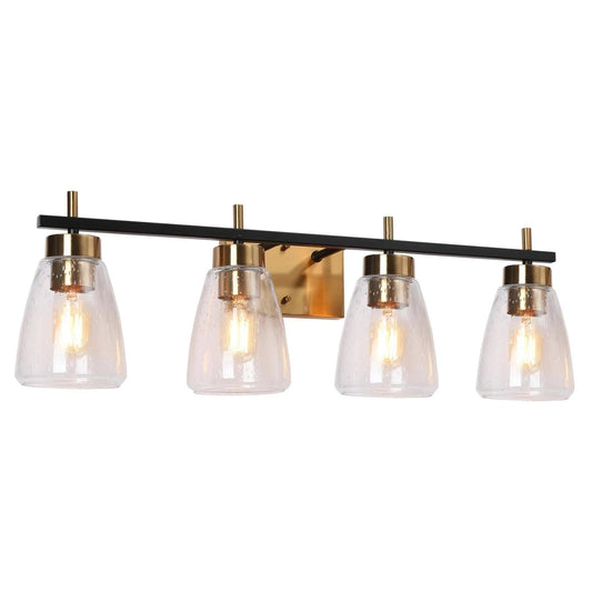 Rhododendron 4-Light Black and Brass Vanity Light