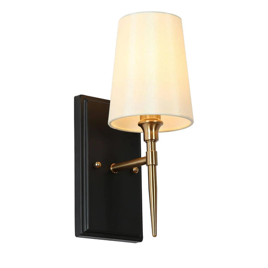 Baoceal 1-Light Black and Gold Fabric Wallchiere Wall Sconce