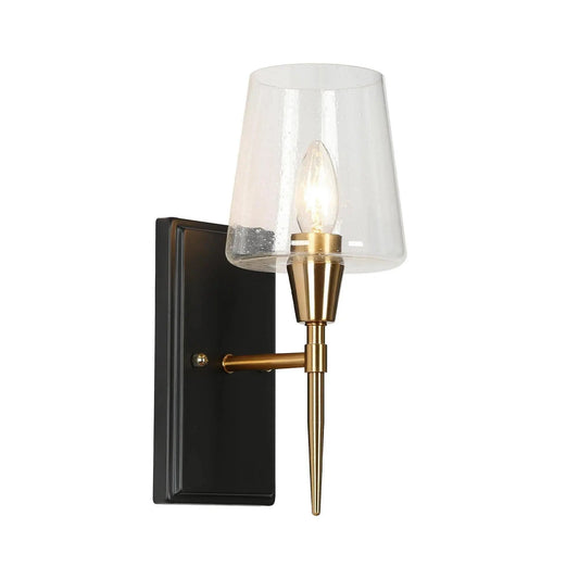 Baoceal 3-Light Modern Black & Gold Seeded-Glass Wall Sconces