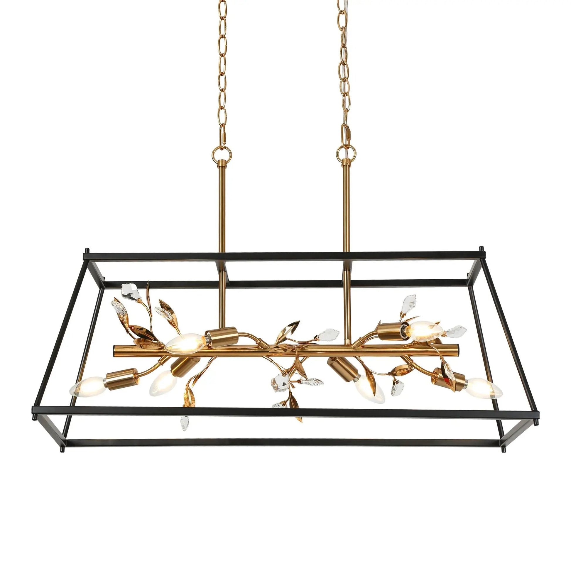 Basia 6-Light 31.5-in Black&Gold Modern Rectangle Kitchen Island Light